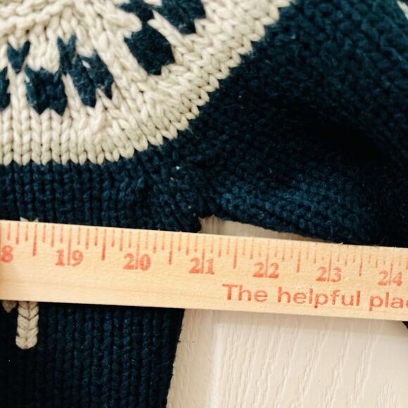 Vtg Gottschalks Men’s Large Cream Blue Sweater Thunderbird Ski Aztec Southwest - Picture 8 of 9